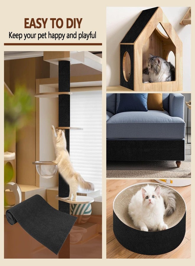 WAWINY Cat Scratch Furniture Protector, 39.4"x15.8" Self Adhesive Cat Scratch Mat Pad,Cut to Fit DIY Replacement Carpet for Tree,Wall,Bed,Door, Couch Protector (Black) - Image 5